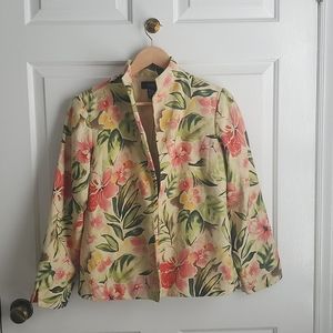 Vintage Peck and Peck Collection silk linen blend blazer jacket. Floral chic